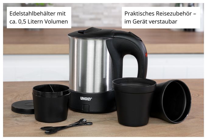 0,5 l Wasserkocher 1000 W  18575 (Schwarz, Edelstahl) 