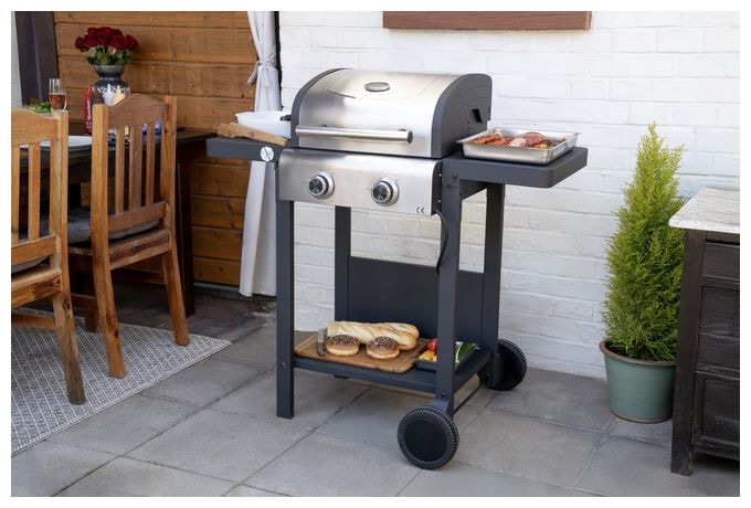 2600 W  58595 Barbecue Grill-Wagen Buddy (Schwarz, Edelstahl) 