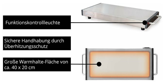 58845 Warmhalteplatte keramischer Wärmespeicher aufladbar - nur ca. 5 Minuten Aufheizzeit 