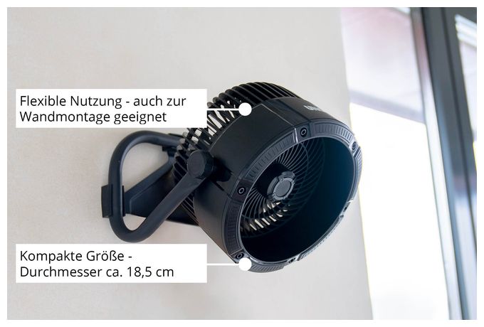 Ventilator Flur, Tisch, Wand neigbar  Outdoor (Schwarz) 