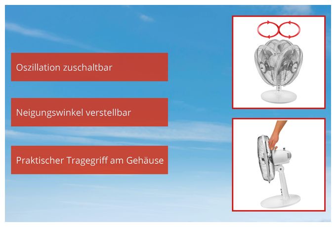 Ventilator Tisch neigbar  Silverline (Silber, Weiß) 