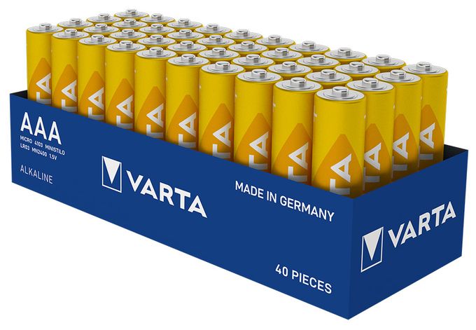 Batterien AAA, 40 Stück, Longlife, Alkaline, 1,5V, für Fernbedienungen, Radios, Uhren, Made in Germany 