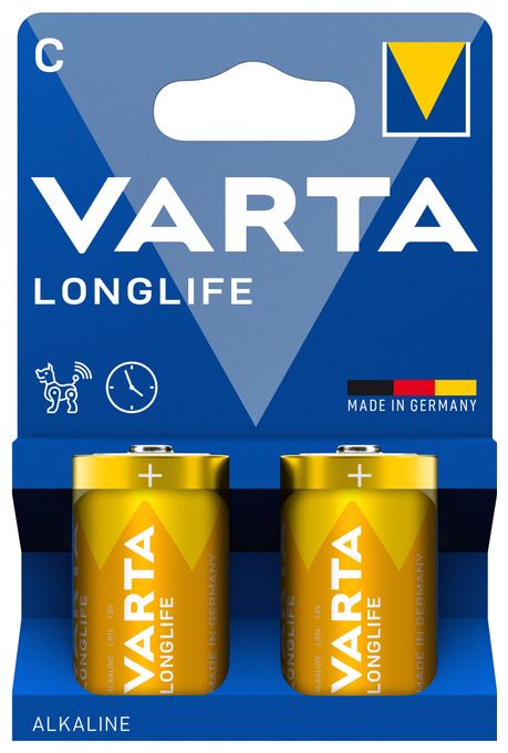 Longlife, Alkaline Batterie, C, Baby, LR14, 1,5V, 2er Pack, Made in Germany 