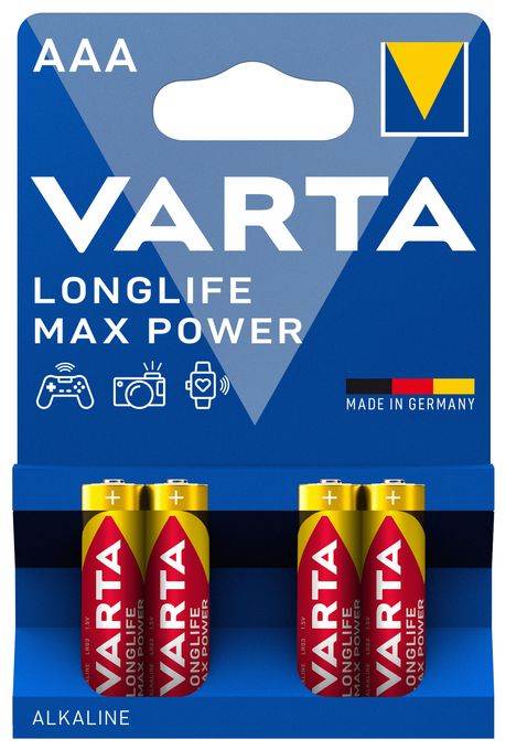 AAA Alkali 1,5 V 4 Stück  Longlife Max Power Batterie (Gold/Rot) 