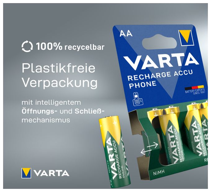RECHARGE ACCU Phone. Vorgeladener AAA Micro NiMH Akku (4er Pack, 800mAh) - Ideal für schnurlose Telefone - Wiederaufladbar ohne Memory-Effekt. 