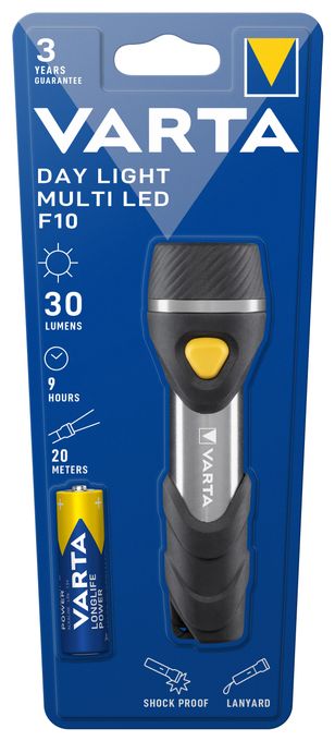 Taschenlampe mit 5 LEDs inkl. 1x AA Batterien, Day Light Multi LED F10 Leuchte, Taschenleuchte mit Anhänger, Lampe ideal für Haushalt, Angeln, Garage, Notfall, Stromausfall, Outdoor 