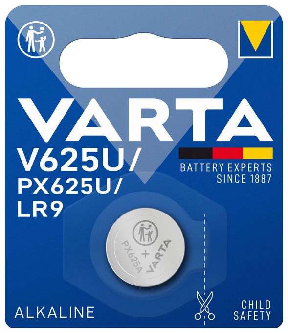 Batterien V625U/PX625A Knopfzelle, 1 Stück, Alkaline Special, 1,5V, kindersichere Verpackung, für Spielsachen, Taschenrechner, Messgeräte 