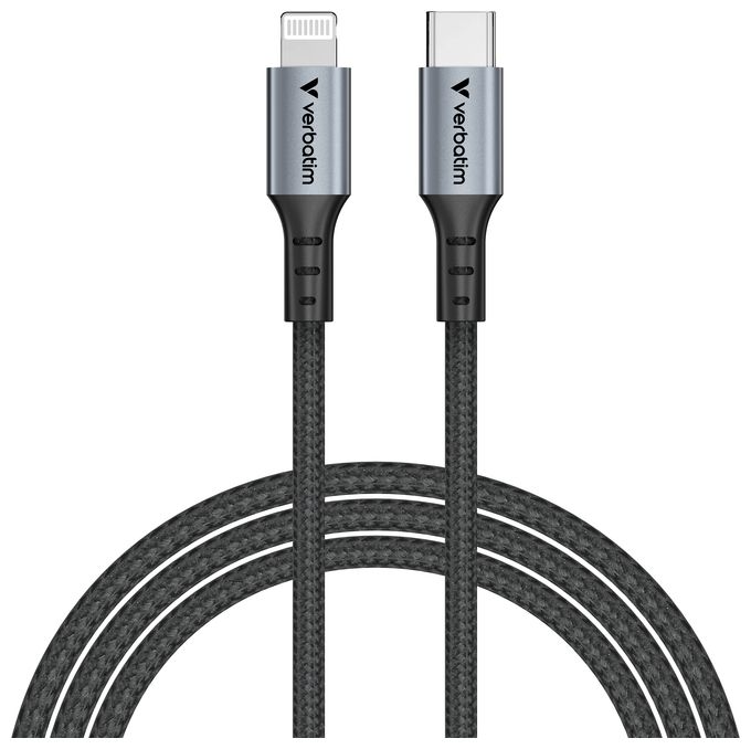 Stecker Rundkabel Lightning auf USB C bis 60 W 1,2 m  31844 (Schwarz) 