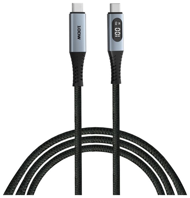 0,48 Gbit/s Stecker Rundkabel USB C auf USB C bis 100 W 1,2 m  31848 (Schwarz) 