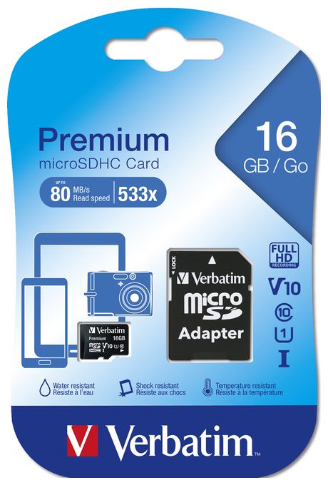 MicroSDHC Speicherkarte 16 GB Klasse 10 Premium 