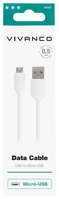 Stecker Micro-USB B auf USB A 0,5 m  61322 (Weiß) 