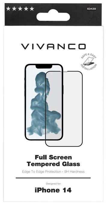 Klare Bildschirmschutzfolie gehärtetes Glas 9H für  Apple iPhone 14 Schmutzabweisend, Schlagfest, Kratzresistent, Splitterfrei 63439 
