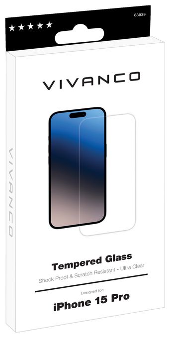 gehärtetes Glas 9H für  Apple iPhone 15 Pro Schmutzabweisend, Schlagfest, Kratzresistent, Splitterfrei 63939 