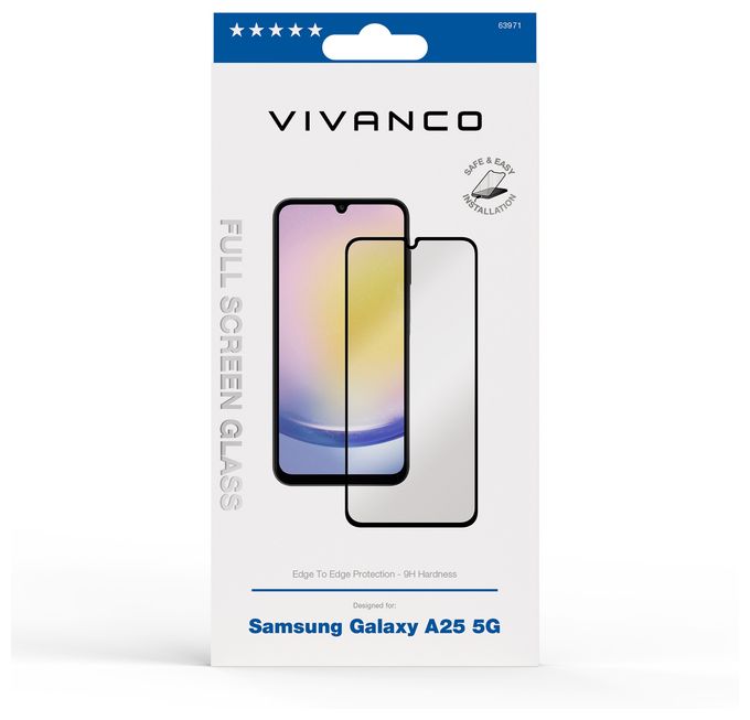 Klare Bildschirmschutzfolie gehärtetes Glas 9H für  Samsung Galaxy A25 5G Schmutzabweisend, Schlagfest, Kratzresistent, Splitterfrei 63971 