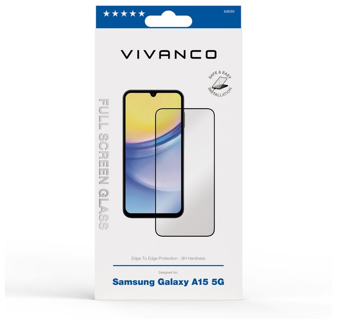 Klare Bildschirmschutzfolie gehärtetes Glas 9H für  Samsung Galaxy A15 5G Schmutzabweisend, Schlagfest, Kratzresistent, Splitterfrei 64060 