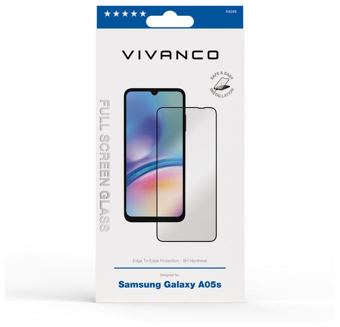 Klare Bildschirmschutzfolie gehärtetes Glas 9H für  Samsung Galaxy A05s Schmutzabweisend, Schlagfest, Kratzresistent, Splitterfrei 64068 