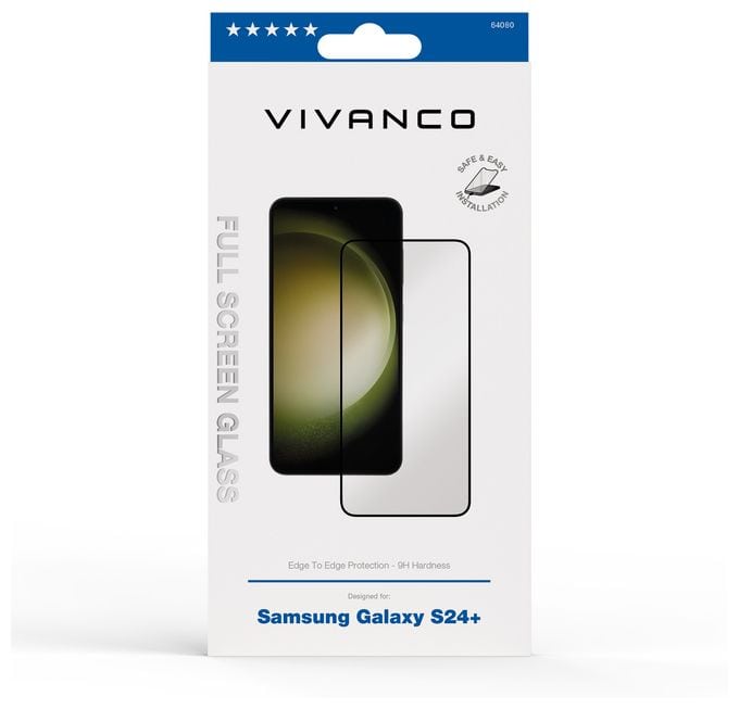 Klare Bildschirmschutzfolie gehärtetes Glas 9H für  Samsung Galaxy S24+ Schmutzabweisend, Schlagfest, Kratzresistent, Splitterfrei 64080 