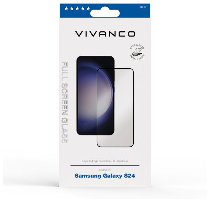 Klare Bildschirmschutzfolie gehärtetes Glas 9H für  Samsung Galaxy S24 Schmutzabweisend, Schlagfest, Kratzresistent, Splitterfrei 64085 
