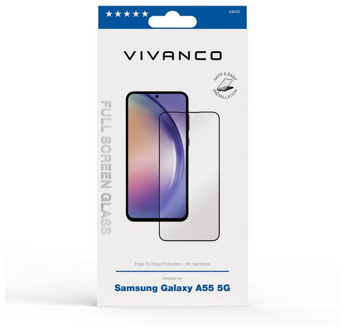 Klare Bildschirmschutzfolie gehärtetes Glas 9H für  Samsung Galaxy A55 5G Schmutzabweisend, Schlagfest, Kratzresistent, Splitterfrei 64092 
