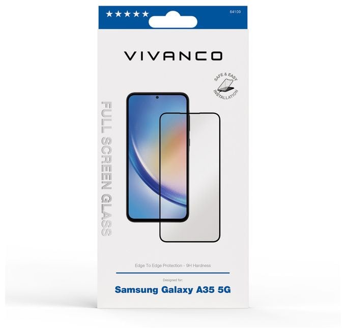 Klare Bildschirmschutzfolie gehärtetes Glas 9H für  Samsung Galaxy A35 5G Schmutzabweisend, Schlagfest, Kratzresistent, Splitterfrei 64100 