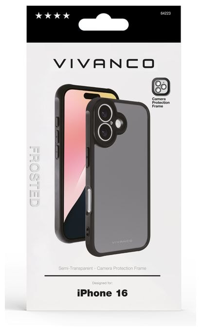 Cover für Apple iPhone 16 (Schwarz, Durchscheinend) Frosted 