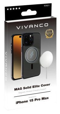Cover für Apple iPhone 15 Pro Max (Schwarz, Transparent) Mag Solid Elite 