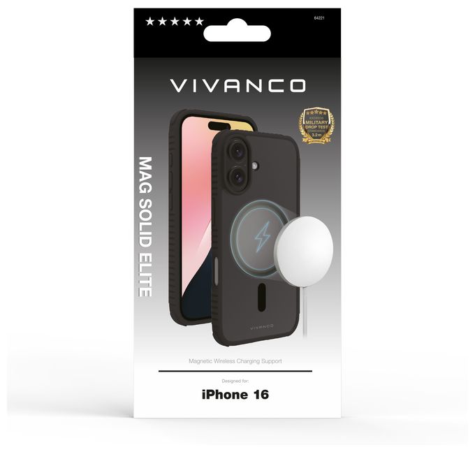 Cover für Apple iPhone 16 (Schwarz, Durchscheinend) Mag Solid Elite 