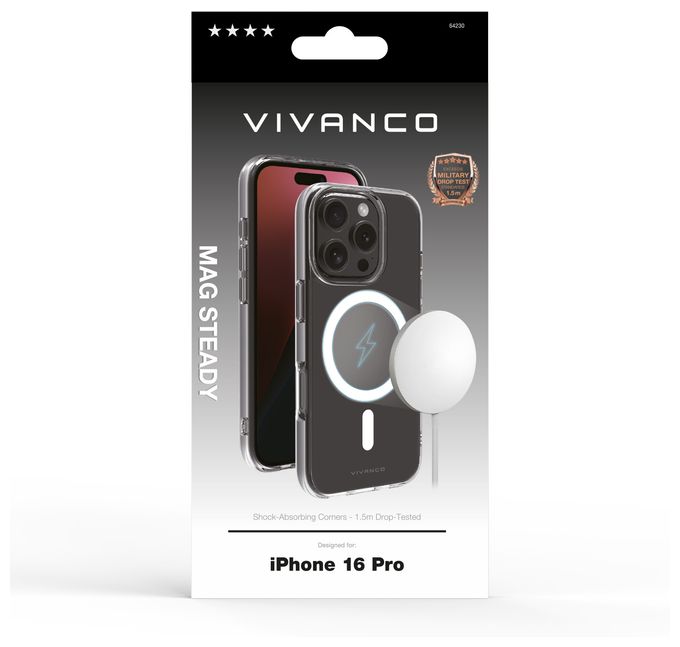 Cover für Apple iPhone 16 Pro  Mag Steady Anti Shock (Transparent, Weiß) 