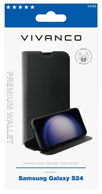 Geldbörsenhülle für Samsung Galaxy S24  Premium Wallet (Schwarz) 
