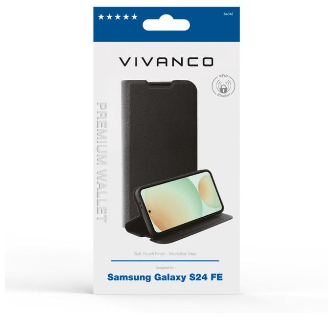 Geldbörsenhülle für Samsung Galaxy S24 FE  Premium Wallet (Schwarz) 