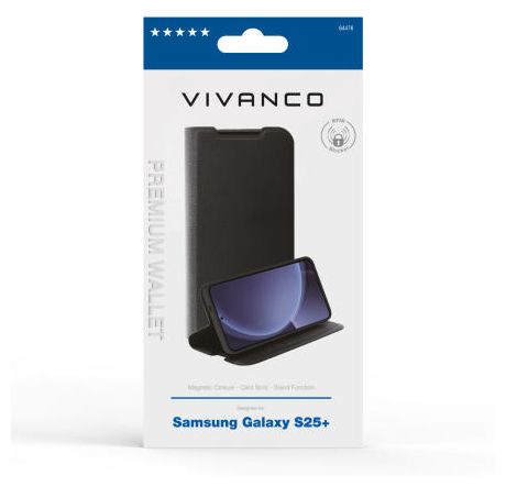 Geldbörsenhülle für Samsung Galaxy S25+  Premium Wallet (Schwarz) 