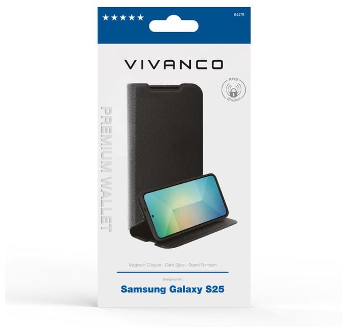 Geldbörsenhülle für Samsung Galaxy S25  Premium Wallet (Schwarz) 