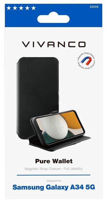 Geldbörsenhülle für Samsung Galaxy A34 5G  Pure Wallet (Schwarz) 