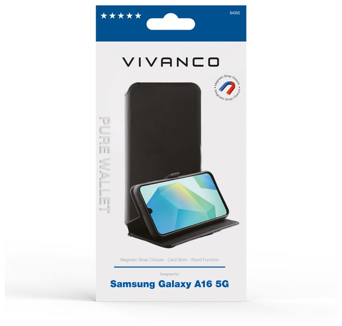 Geldbörsenhülle für Samsung Galaxy A16 5G  Pure Wallet (Schwarz) 