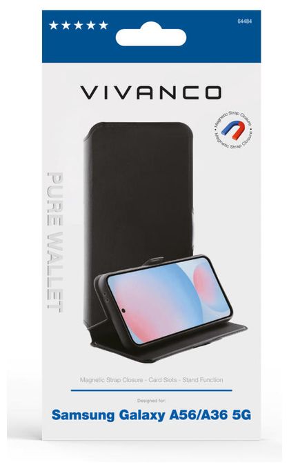 Geldbörsenhülle für Samsung Galaxy A36 5G, Galaxy A56 5G  Pure Wallet (Schwarz) 