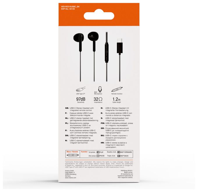 In-Ear Kopfhörer Kabelgebunden USB Typ-C  USB Type-C Capsule (Schwarz) 