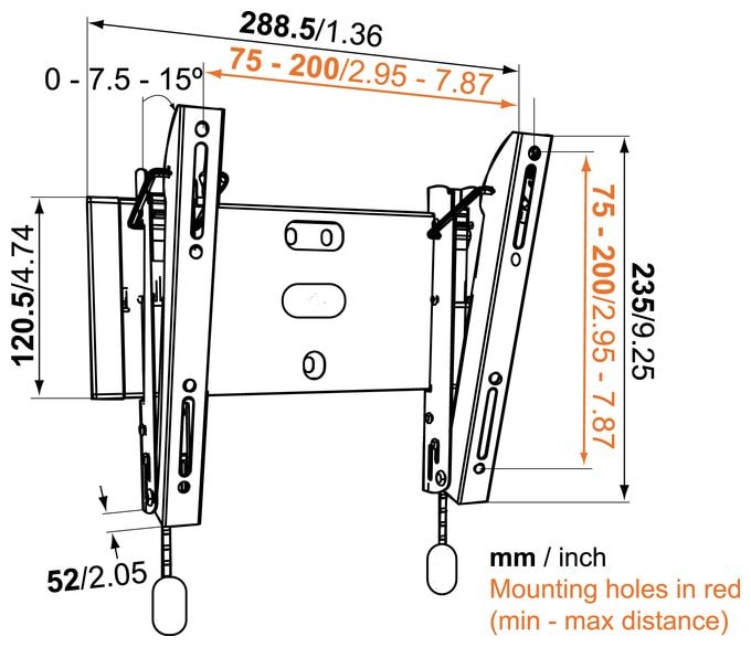 Wand Halterung bis 109,2 cm (43") 20 kg -15 - 15° Base 15S 