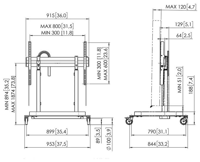 RISE 5205 Trolley mit elektrischem Display Lift 