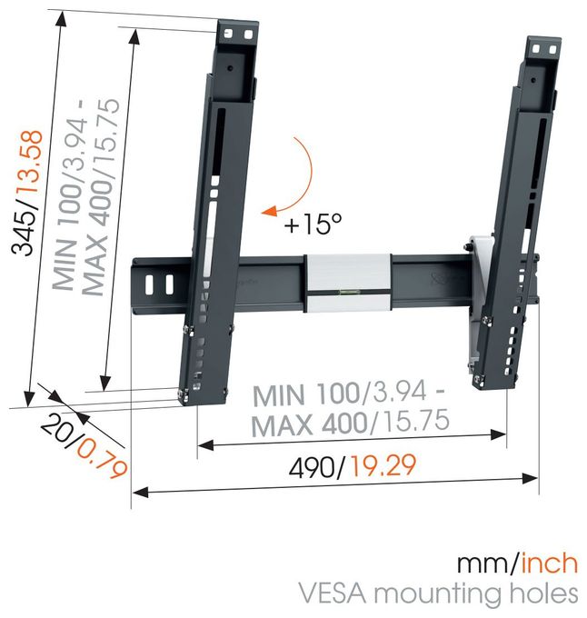 Wand Halterung bis 139,7 cm (55") 18 kg 0 - 15° Thin 415 flache 