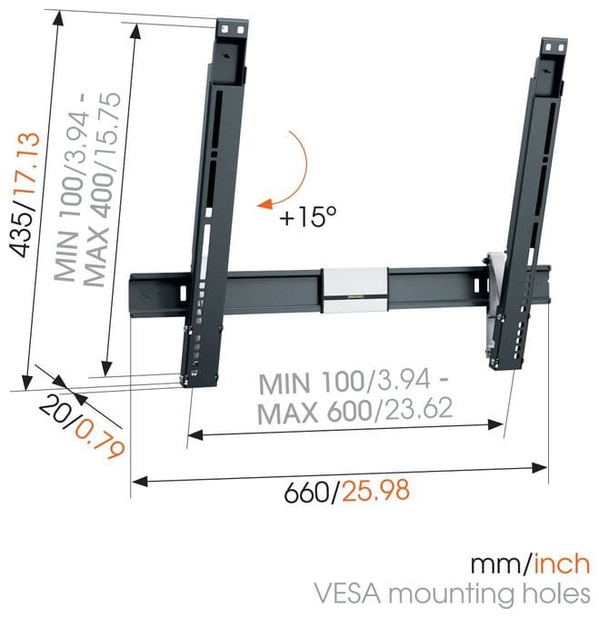 Wand Halterung bis 165,1 cm (65") 25 kg 0 - 15° Thin 515 