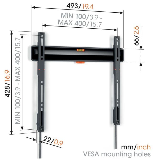 Wand Halterung bis 195,6 cm (77") 50 kg TVM3405 flache 