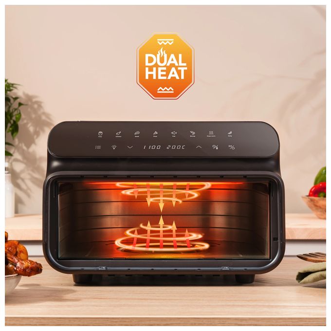 Doppel Heißluftfritteuse 10 l 2000 W  AFG-10 Dualfry Grill (Schwarz) 
