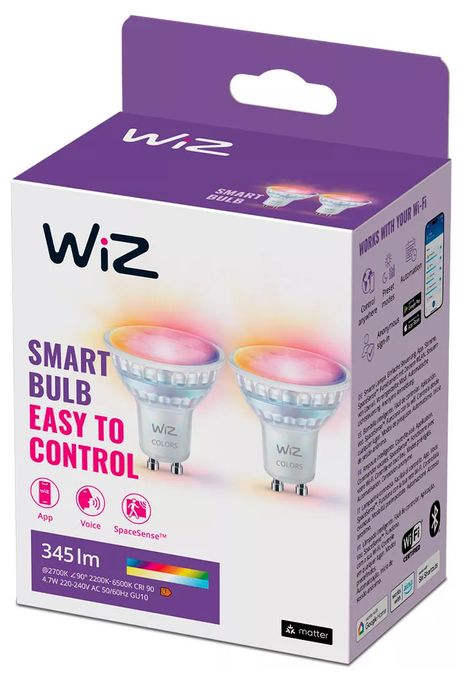 LED Intelligentes Leuchtmittel 55 mm Multi Tunable White & Color Glas Spot GU10 PAR16 Doppelpack 