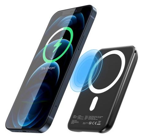 5000 mAh Powerbank USB Typ-C Kabelloses Laden  Magfix Pro (Schwarz) 