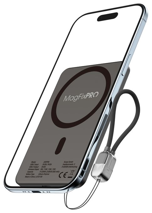 5000 mAh Powerbank USB Typ-C Kabelloses Laden  MagFix Pro (Schwarz) 