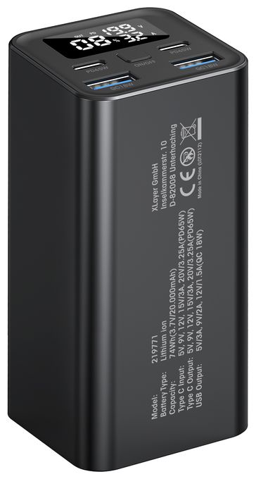 20000 mAh Powerbank USB Typ-C  Power Bar (Schwarz) 