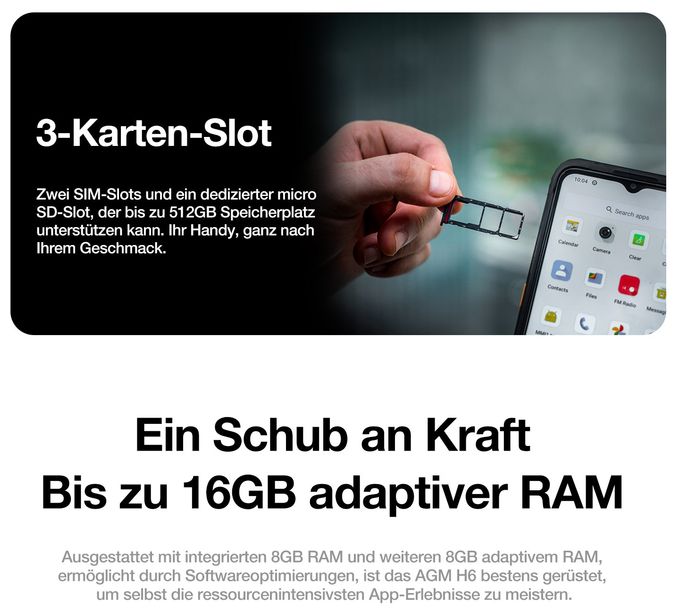 256 GB 4G Smartphone 16,7 cm (6.5 Zoll) 1,6 GHz Android 50 MP Dual Kamera Dual Sim WiFi 5  H6 (Schwarz) 