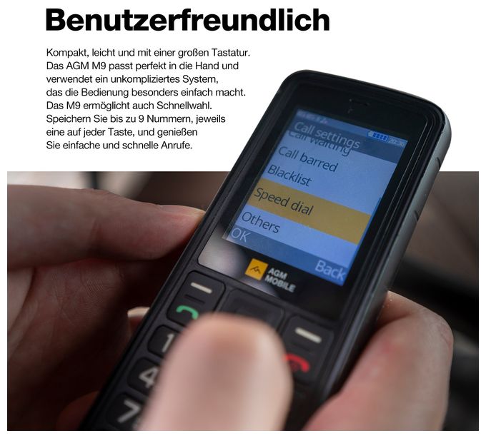 4G Smartphone 6,1 cm (2.4 Zoll Dual Sim  M9 (Schwarz) 