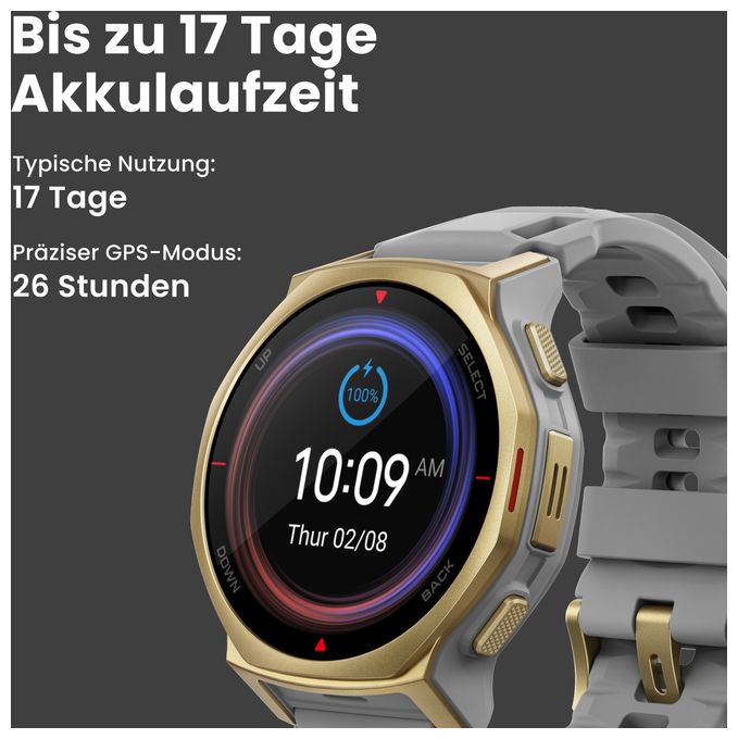 Digital 44 mm Smartwatch Rund 353 ppi  T-Rex 3 Pro (Schwarz) 