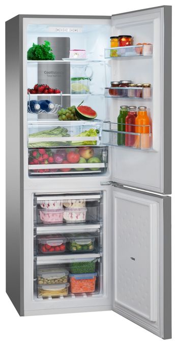 161 l / 70 l Kühl-Gefrierkombi freistehend NoFrost 140 kWh Jahr  KGCN387145E (Edelstahl) 